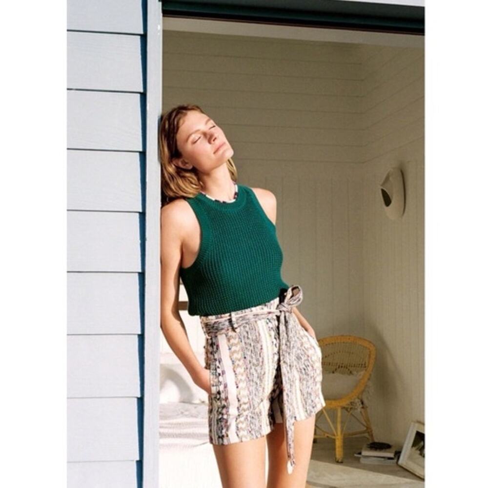 Anthropologie Quinn Sleeveless Knit Texture Sweater Vest Top Tank Turquoise XS